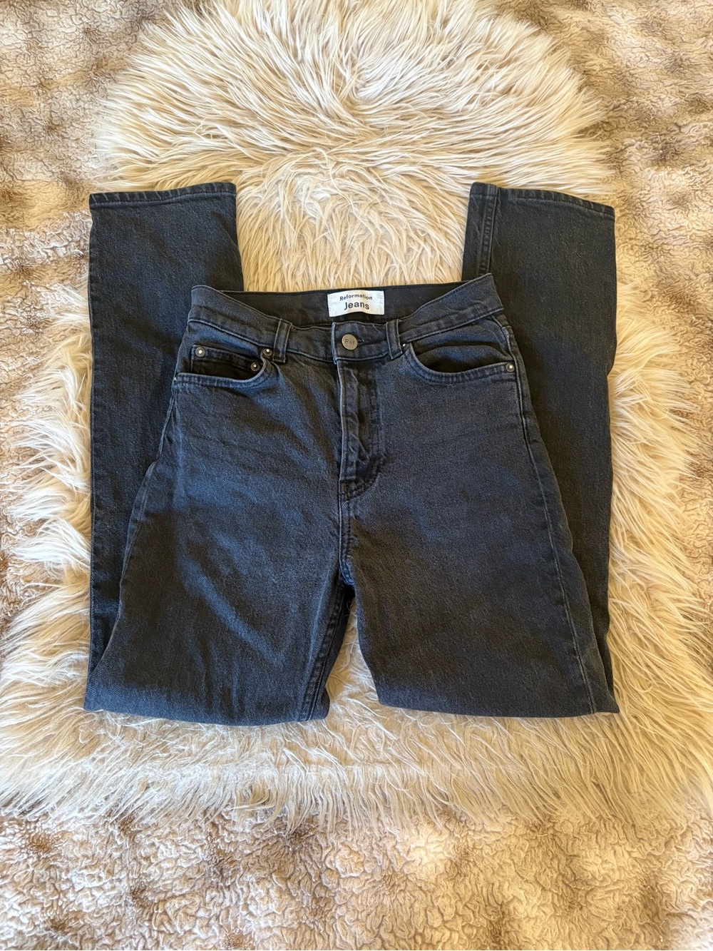 Reformation Washed Black High Waisted Jeans